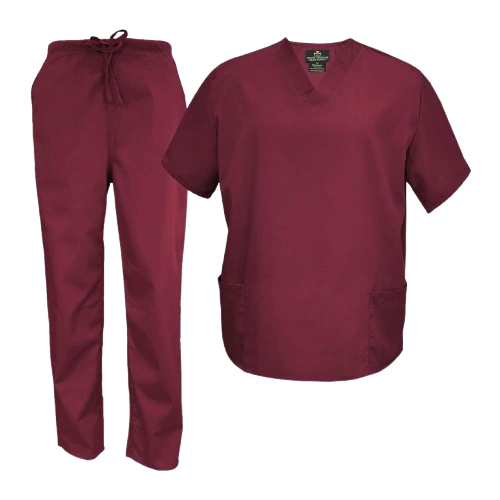Custom medical scrubs uniform with matching top and trousers