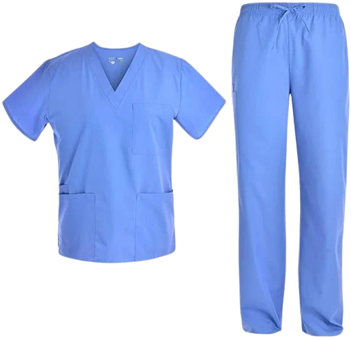 Custom medical scrubs uniform with matching top and trousers